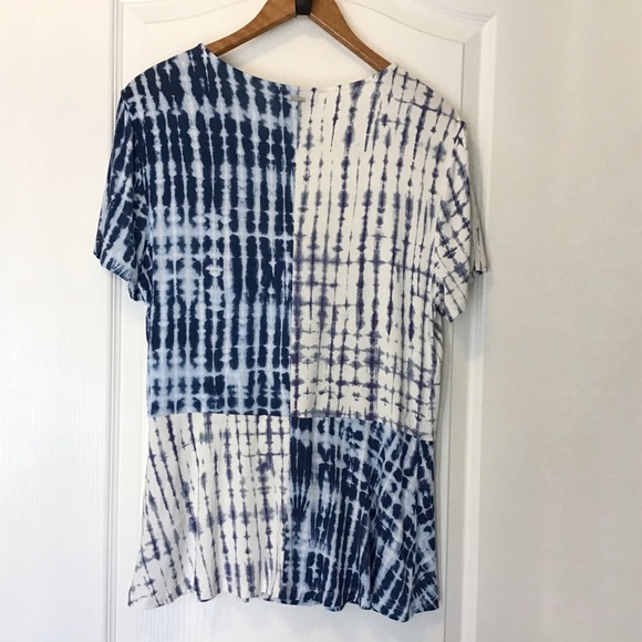 DKNY White and Blue Patterned Colour Blocked Top M - Picture 11 of 14
